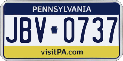 PA license plate JBV0737