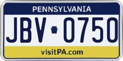 PA license plate JBV0750