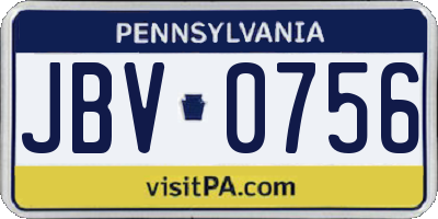 PA license plate JBV0756