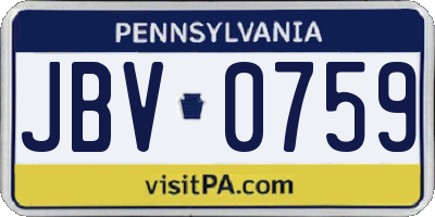 PA license plate JBV0759