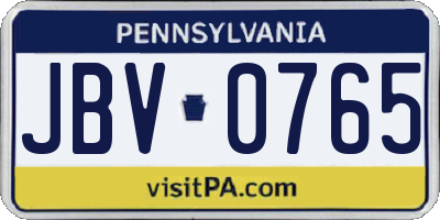 PA license plate JBV0765