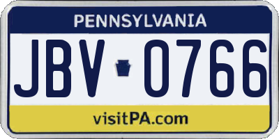 PA license plate JBV0766