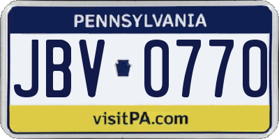 PA license plate JBV0770