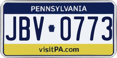 PA license plate JBV0773