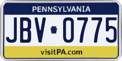 PA license plate JBV0775