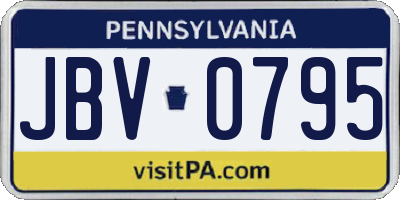 PA license plate JBV0795