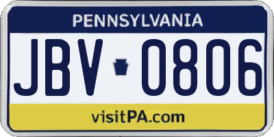 PA license plate JBV0806
