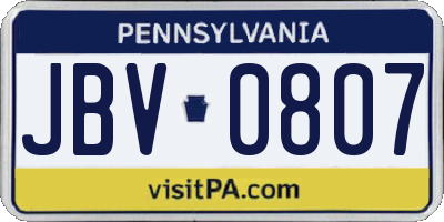 PA license plate JBV0807