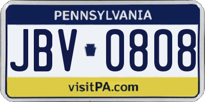 PA license plate JBV0808