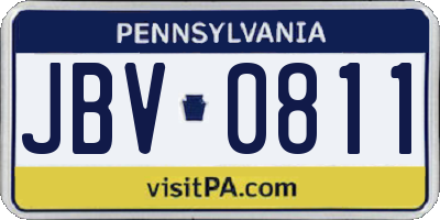 PA license plate JBV0811