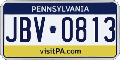 PA license plate JBV0813