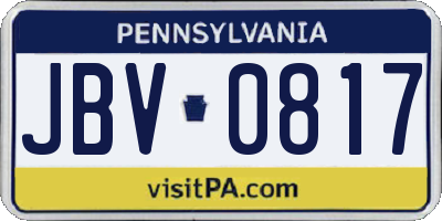 PA license plate JBV0817