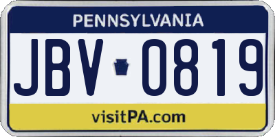 PA license plate JBV0819