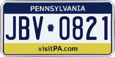 PA license plate JBV0821