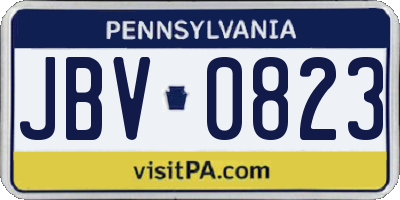 PA license plate JBV0823