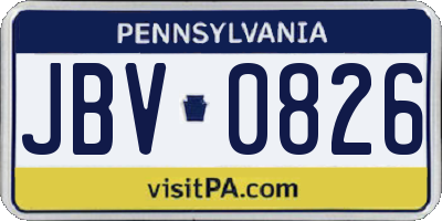 PA license plate JBV0826