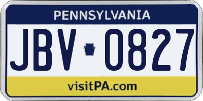 PA license plate JBV0827