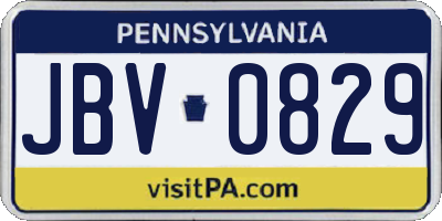 PA license plate JBV0829