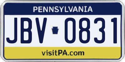 PA license plate JBV0831