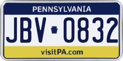 PA license plate JBV0832
