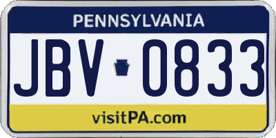 PA license plate JBV0833