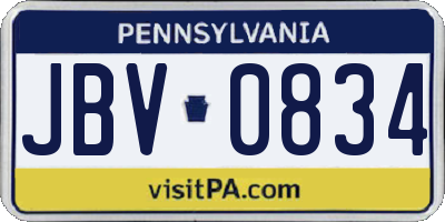 PA license plate JBV0834