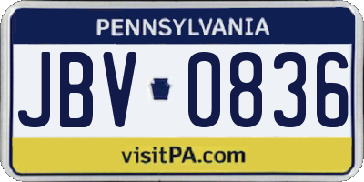 PA license plate JBV0836