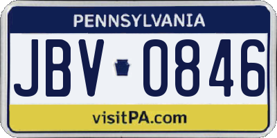 PA license plate JBV0846