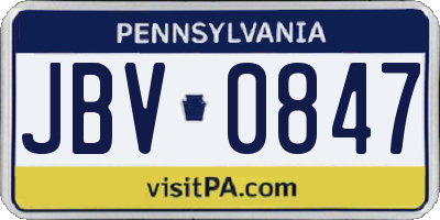 PA license plate JBV0847