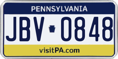 PA license plate JBV0848