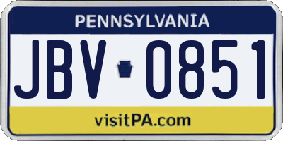 PA license plate JBV0851