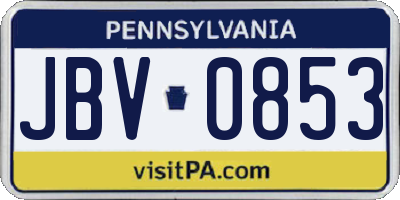 PA license plate JBV0853