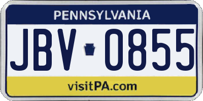PA license plate JBV0855
