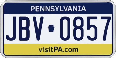 PA license plate JBV0857