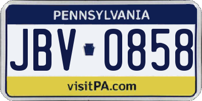PA license plate JBV0858