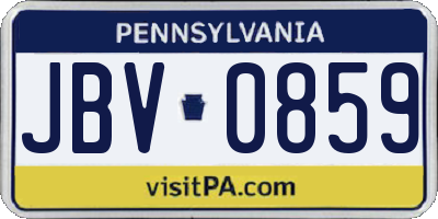 PA license plate JBV0859