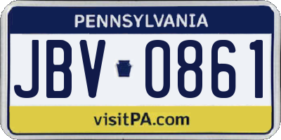 PA license plate JBV0861