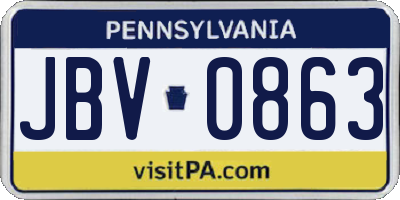 PA license plate JBV0863