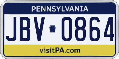 PA license plate JBV0864