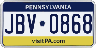 PA license plate JBV0868