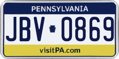 PA license plate JBV0869