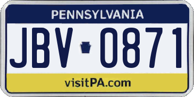 PA license plate JBV0871
