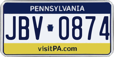 PA license plate JBV0874