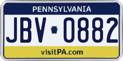PA license plate JBV0882