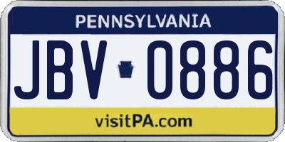 PA license plate JBV0886