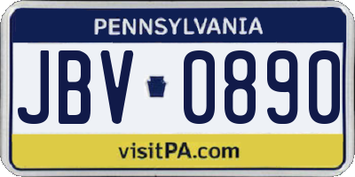 PA license plate JBV0890