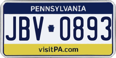 PA license plate JBV0893