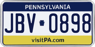 PA license plate JBV0898