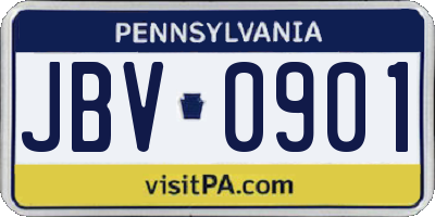 PA license plate JBV0901