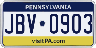 PA license plate JBV0903